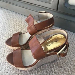 Brown Leather Wedge Michael Kors Wedge Sandals
